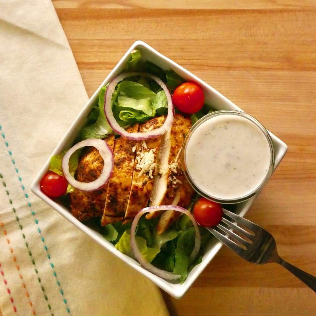 Blackened Chicken Salad With Roasted Red Pepper Ranch