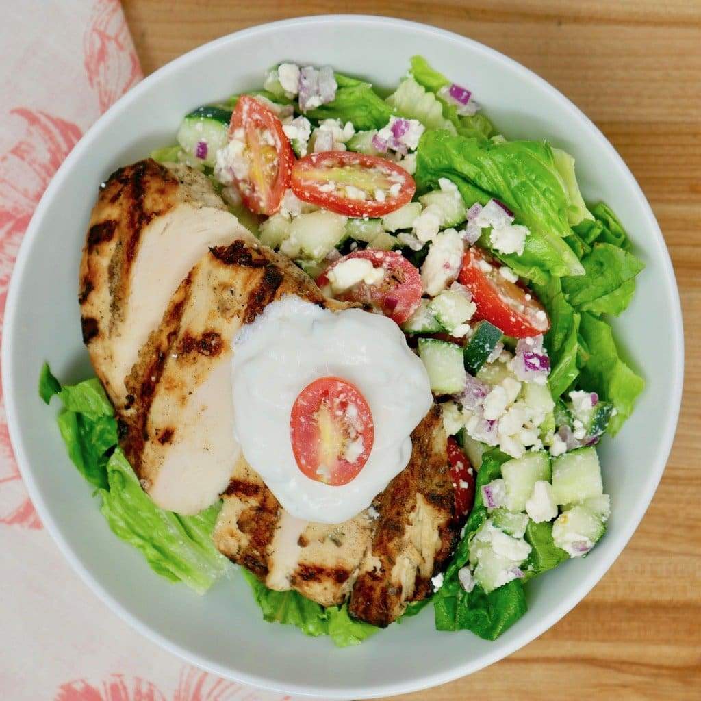 Chicken Gyro Salad with Tzatziki Sauce