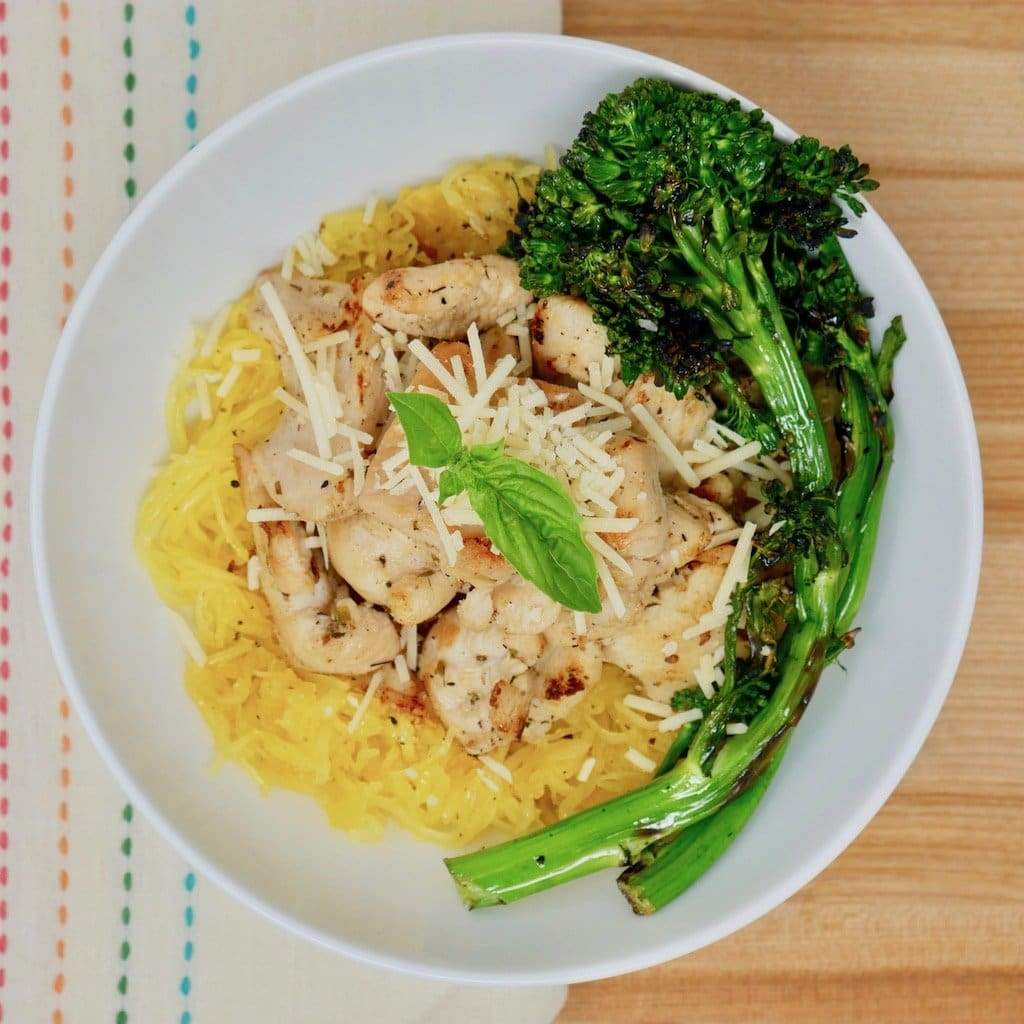 Lemon Garlic Chicken Over Spaghetti Squash