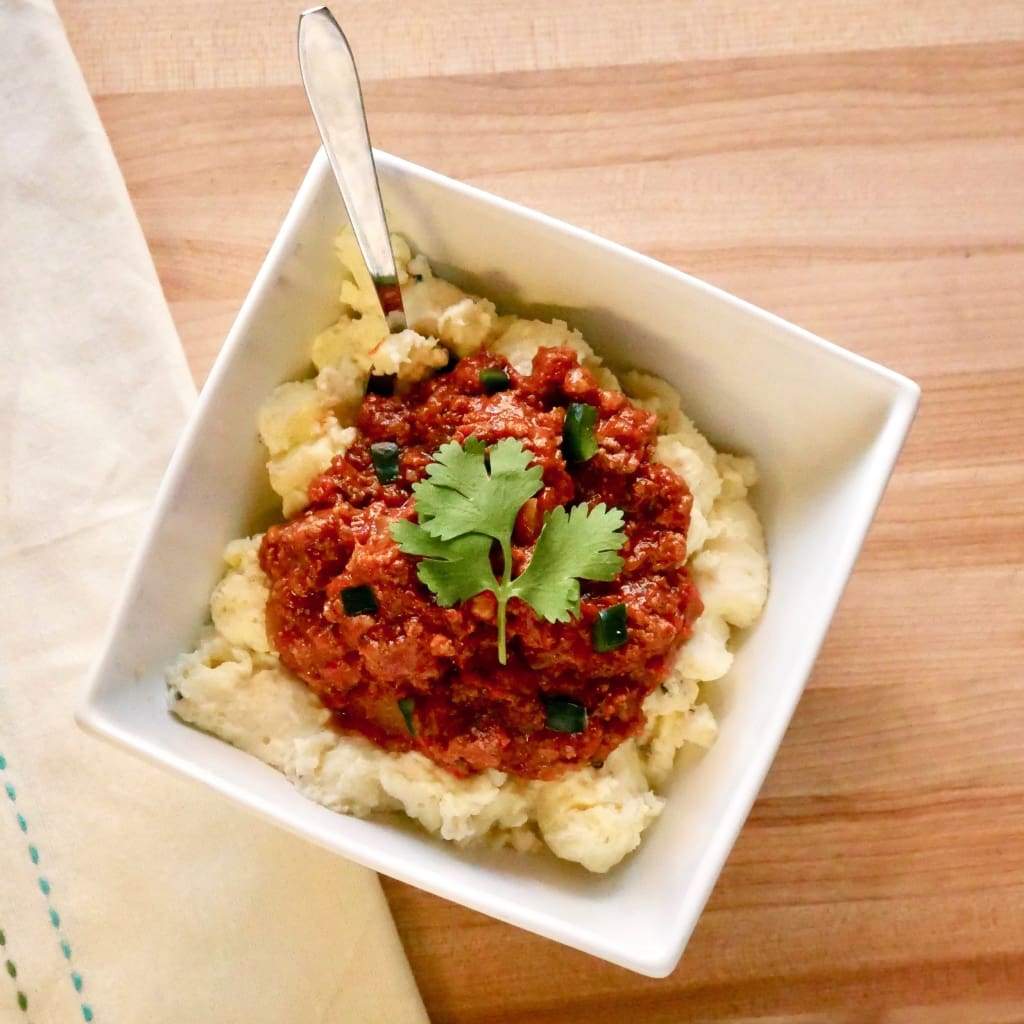 Texas Style Turkey Chili Over Egg Scramble